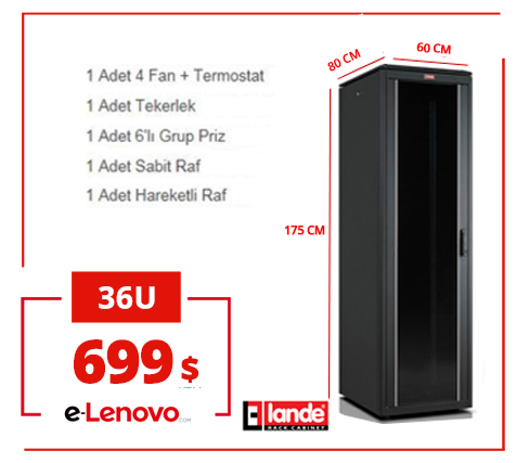 36U 600x800x1787mm Lande DYNAmic Dikili Tip Rack Server Kabinet (PDDM3668)