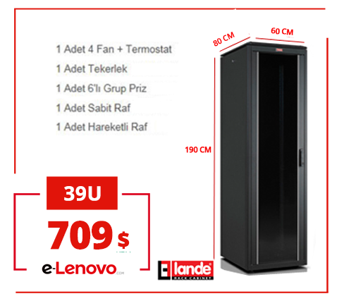 39U 600x800x1920mm Lande DYNAmic Dikili Tip Rack Server Kabinet (PDDM3968)